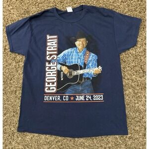 George Strait Denver 2023 Hanes T-Shirt Navy Blue Graphic Men's Size Large